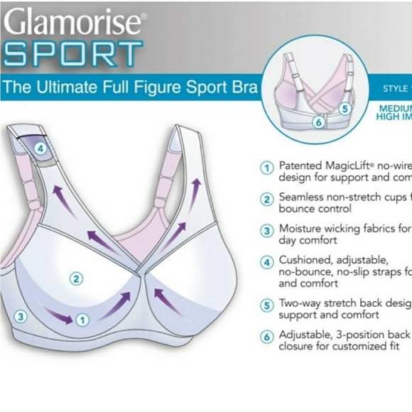 Glamorise MagicLift Seamless Sport Bra - Sz 50DD US/UK - Picture 7 of 10